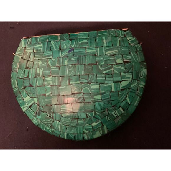 Ramla Clutch Bag Moroccan Mosaic Green Crossbody Unique Gold Blue Hamsa Hand - Picture 3 of 8